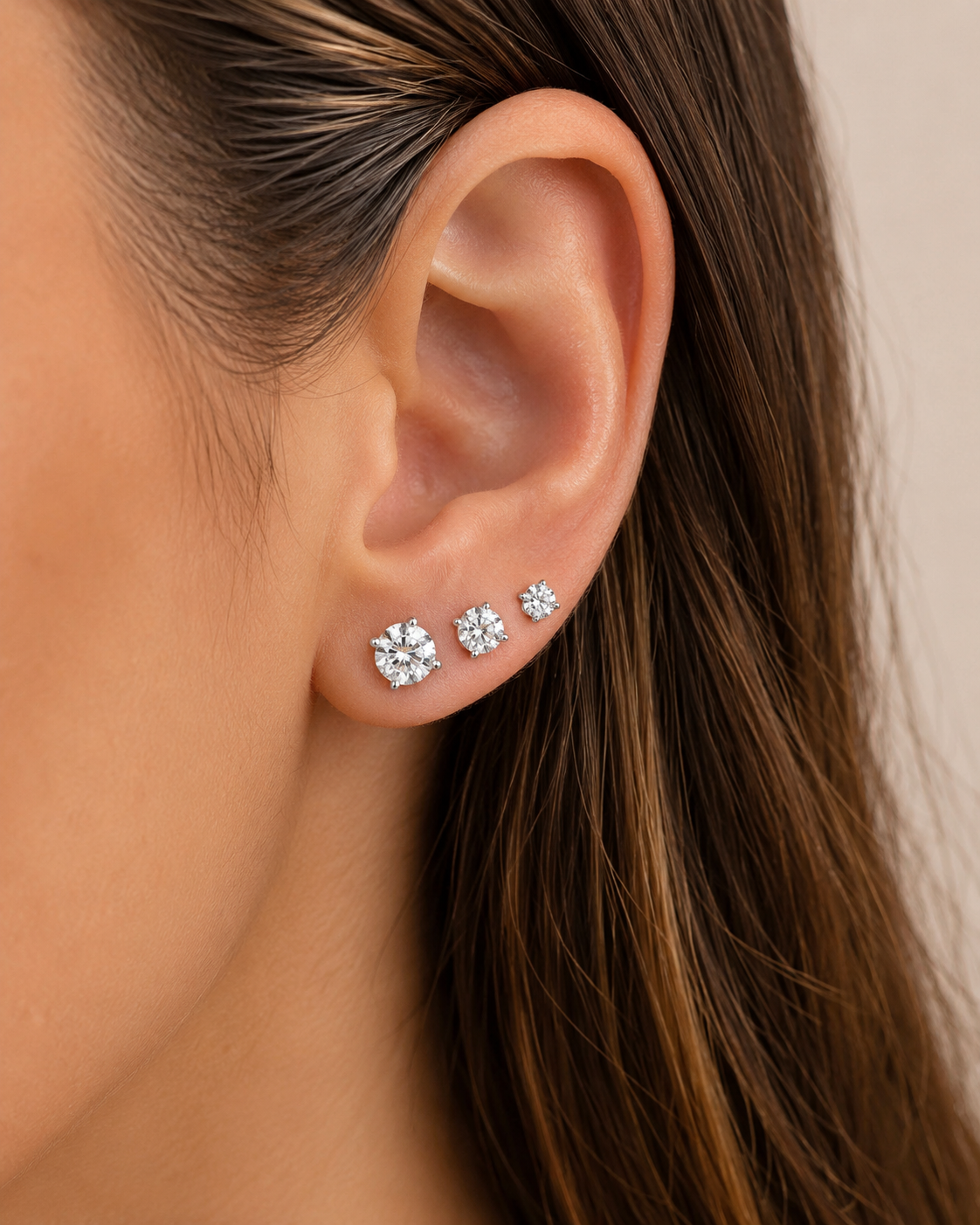 Trio de brinco cristal prata